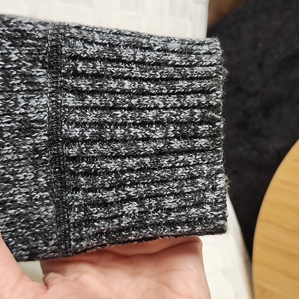👉*NWT* CHARCOAL GREY & WHITE *FLEECE LINED* PATTERNED QUARTER-ZIP SWEATER ~XXL - Picture 8 of 15
